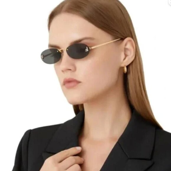 Fendi Unisex Casual Gold Frameless Blue Lens Sunglasses - Picture 1 of 4